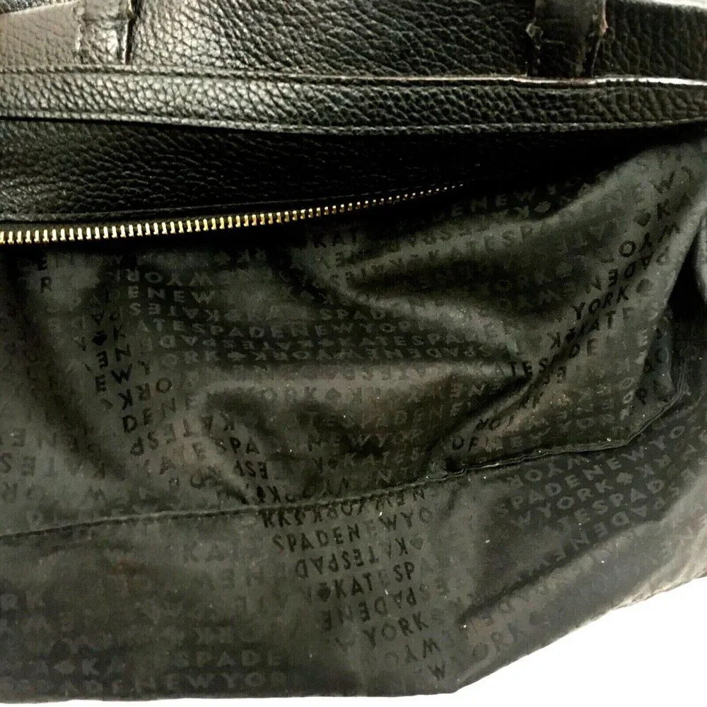 Kate Spade Handbag Black Pebbled Cow Leather Removable Strap Satchel Bag Purse